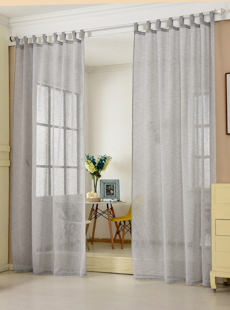 24goodz Sheer Curtain with Loops - Elegant Linen Look - 100% Polyester - For Any Room - Light Grey 140x245 cm - hgr