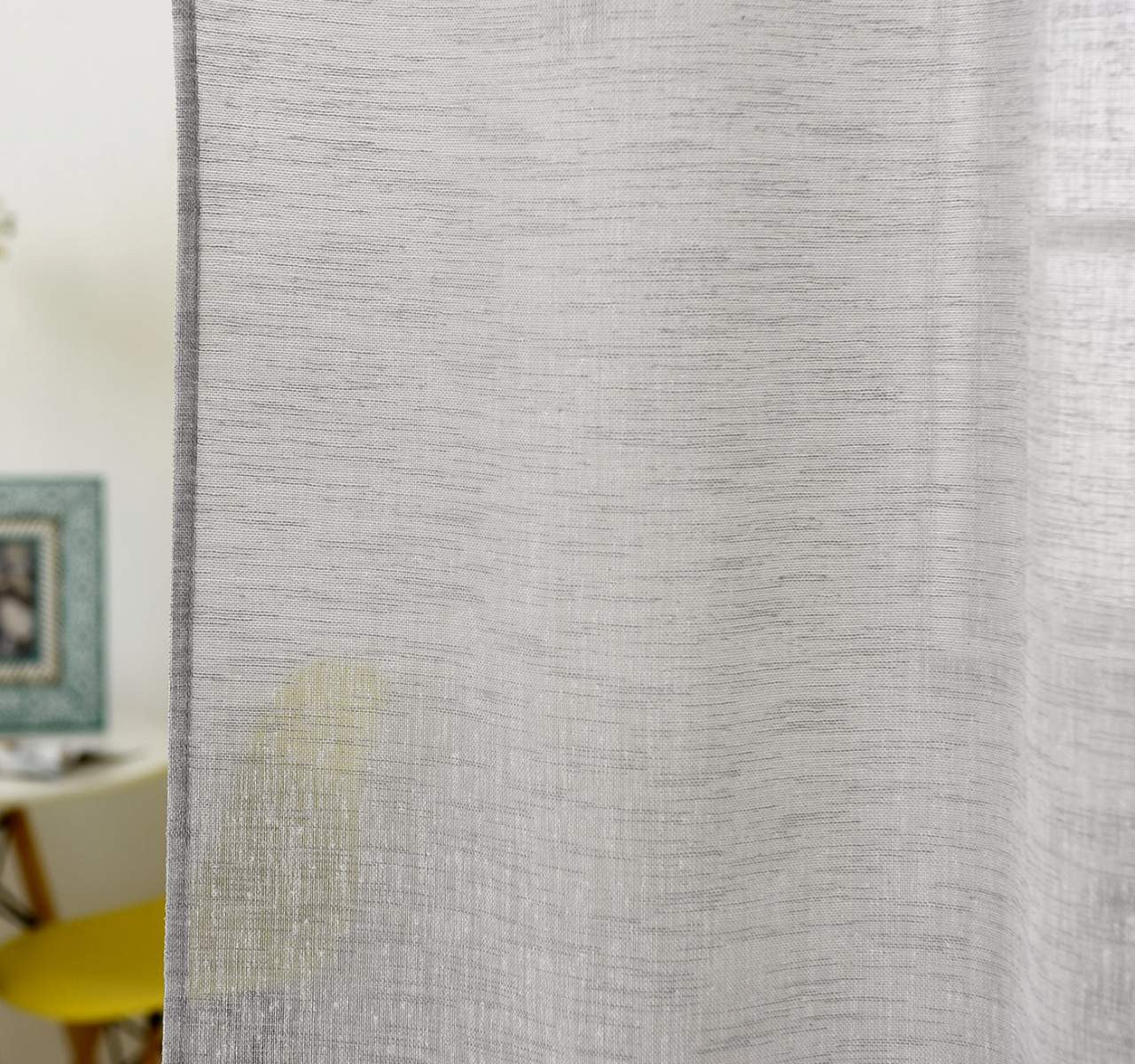 24goodz Sheer Curtain with Loops - Elegant Linen Look - 100% Polyester - For Any Room - Light Grey 140x245 cm - hgr