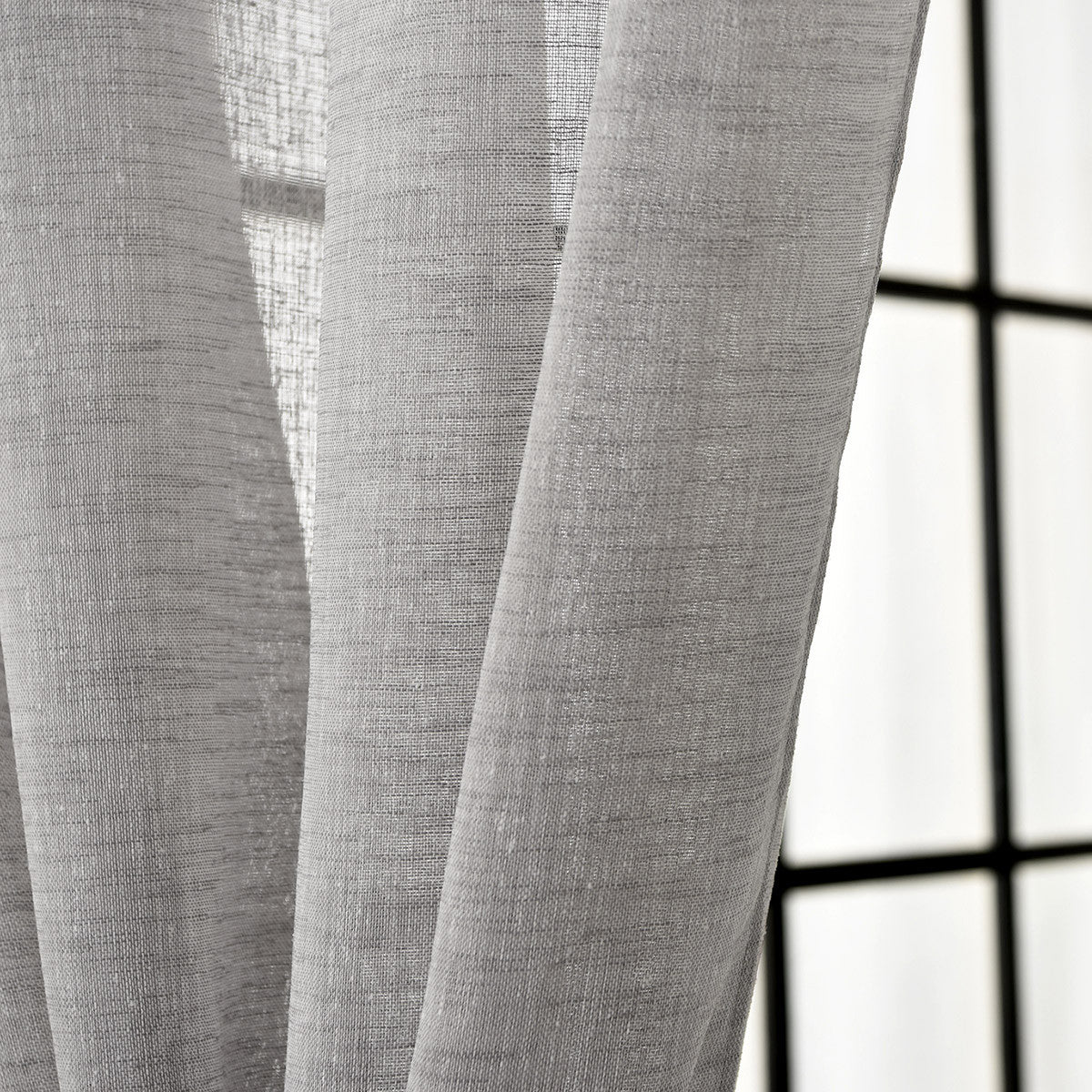 24goodz Sheer Curtain with Loops - Elegant Linen Look - 100% Polyester - For Home Decor - Light Grey 140x225 cm - hgr