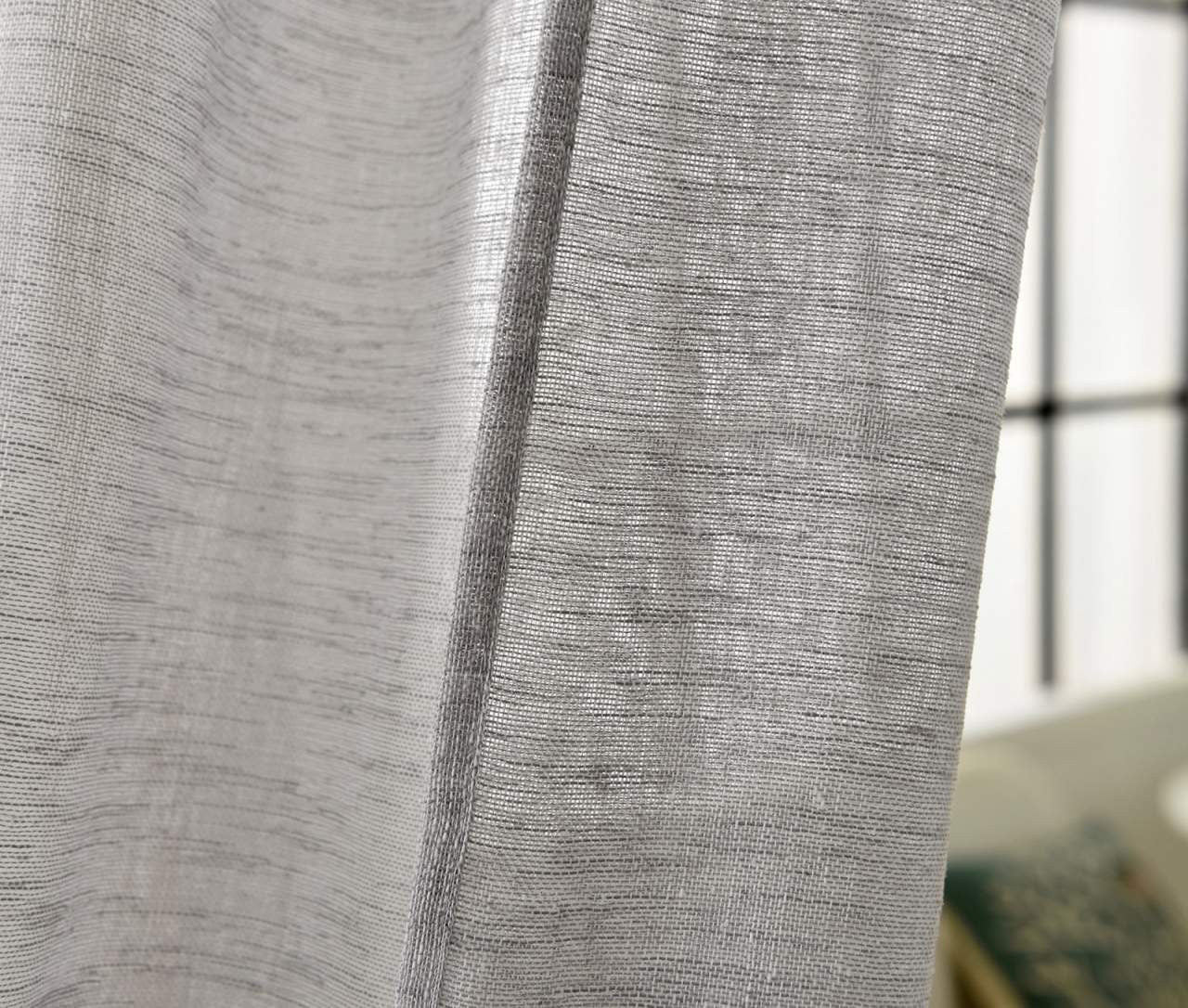 24goodz Sheer Curtain with Loops - Elegant Linen Look - 100% Polyester - For Home Decor - Light Grey 140x225 cm - hgr