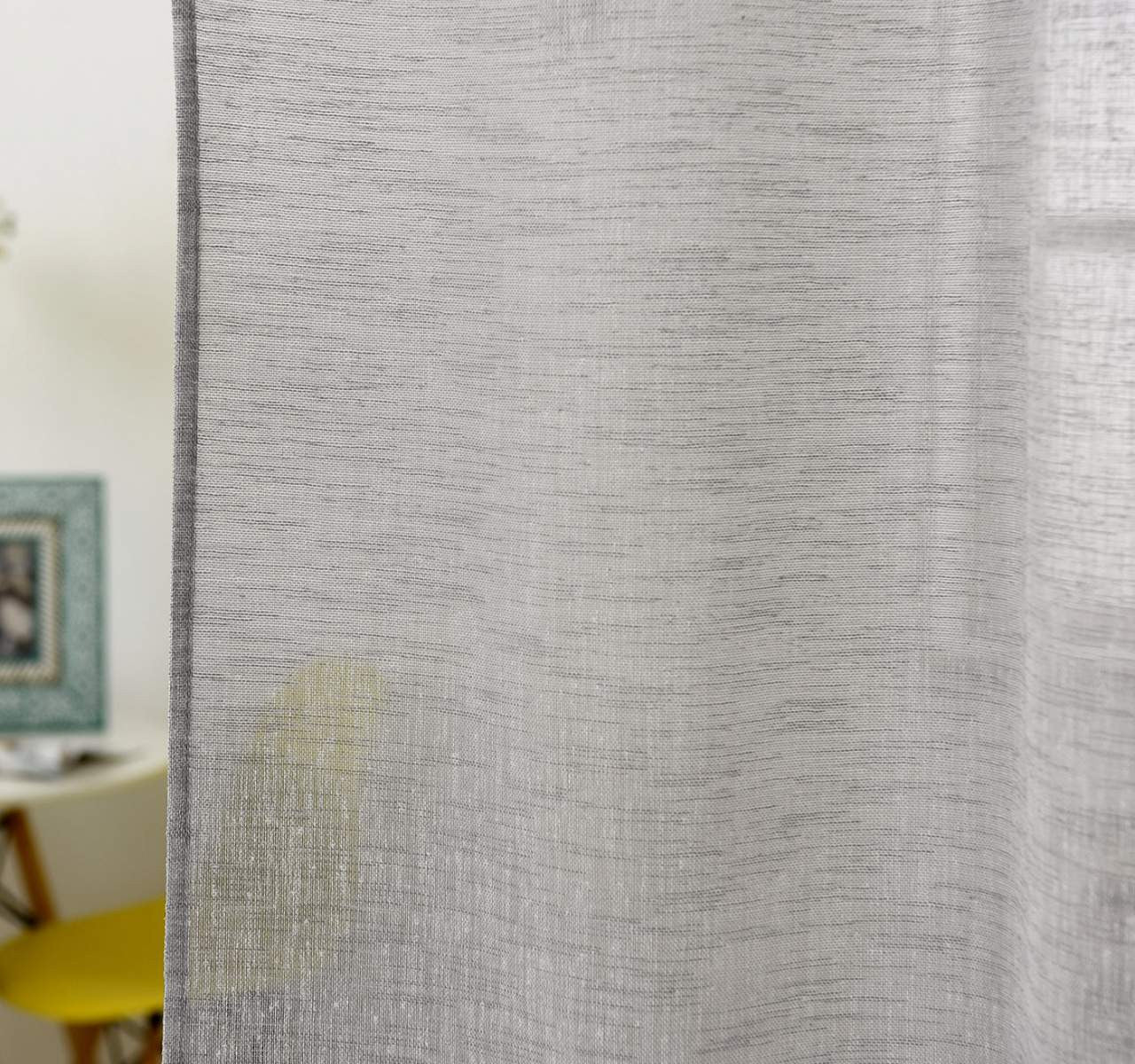 24goodz Sheer Curtain with Loops - Elegant Linen Look - 100% Polyester - For Living Room and Bedroom - Dark Grey - 140x225 cm - dgr