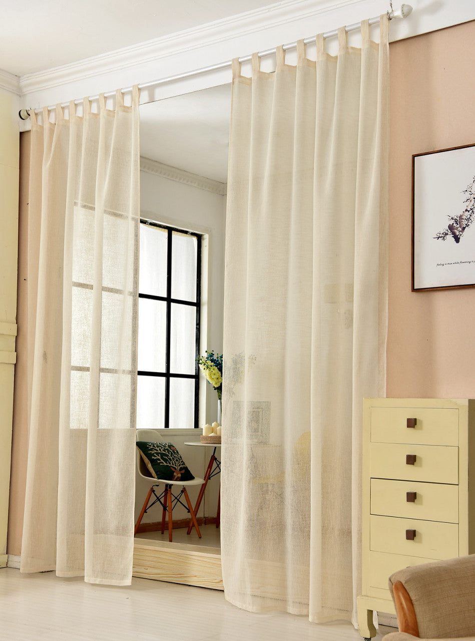 24goodz Transparent Linen Look Curtain - Light Filtering Design - 100% Polyester - For Home Decor - Sand 140x245 cm - sd