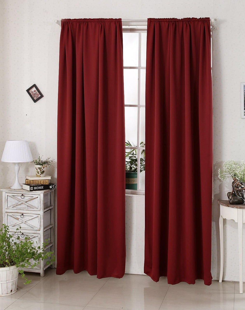24goodz Blackout Curtain 250g/m² with Ruffle Band - Durable and Stylish - 100% Polyester - For Home and Office - Bordeaux 135x245 cm - bd