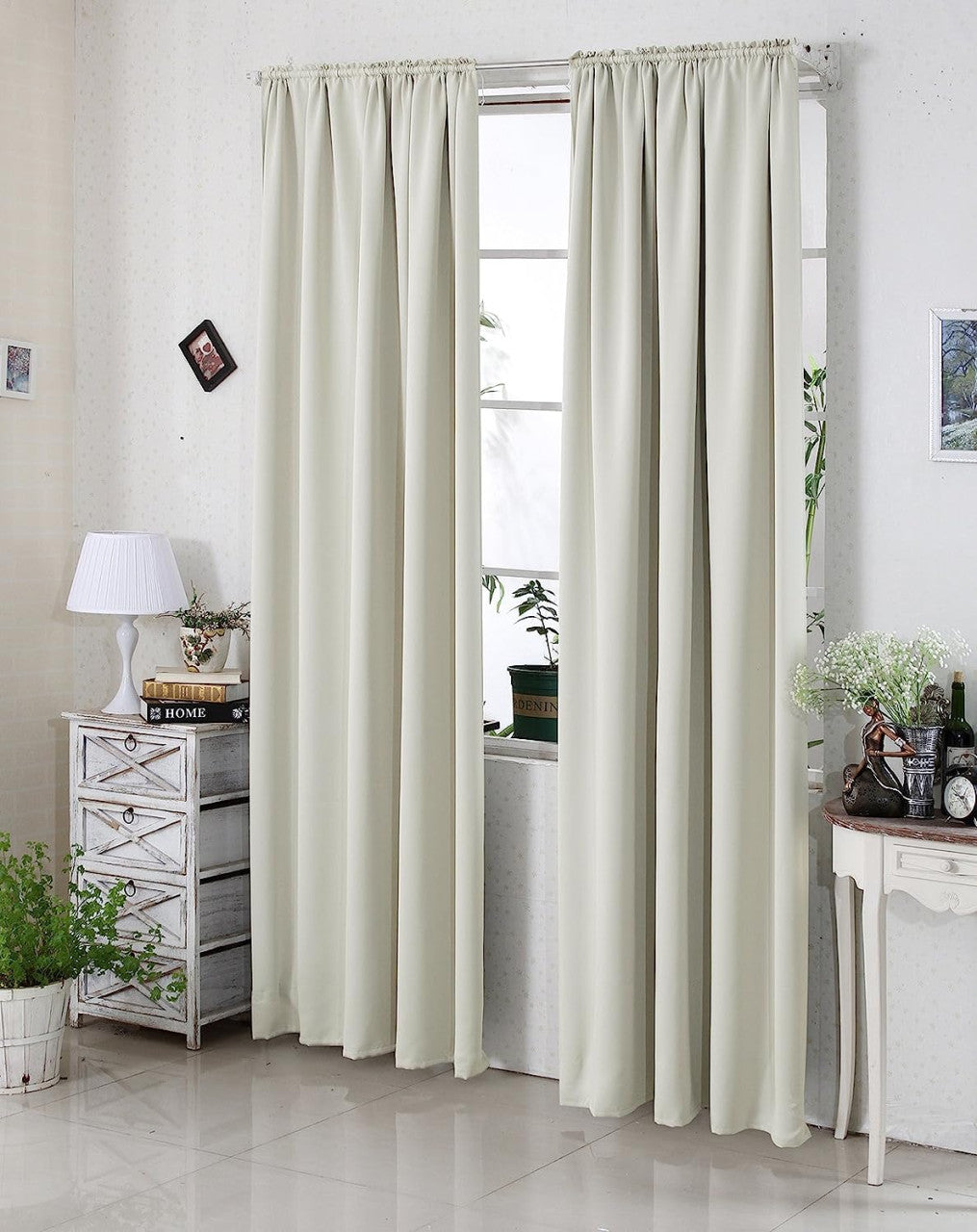 24goodz Blackout Curtain 250g/m² with Ruffle Tape - High Durability - Energy Saving - 100% Polyester - Beige - 135x225 cm