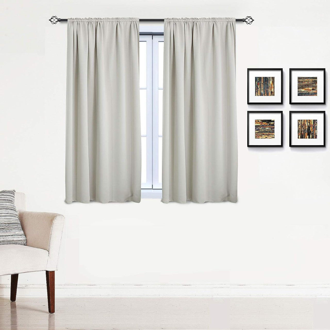24goodz Blackout Curtain 250g/m² with Ruffle Tape - Durable and Stylish - 100% Polyester - For Home and Office - Cream 135x175 cm