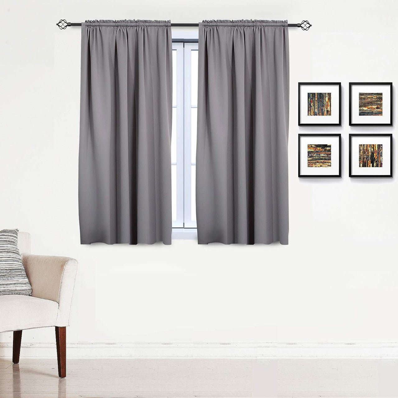 24goodz Blackout Curtain 250g/m² with Ruffle Tape - Energy Saving & Sound Absorbing - 100% Polyester - For Home & Office - Dark Grey 117x138 cm - dg