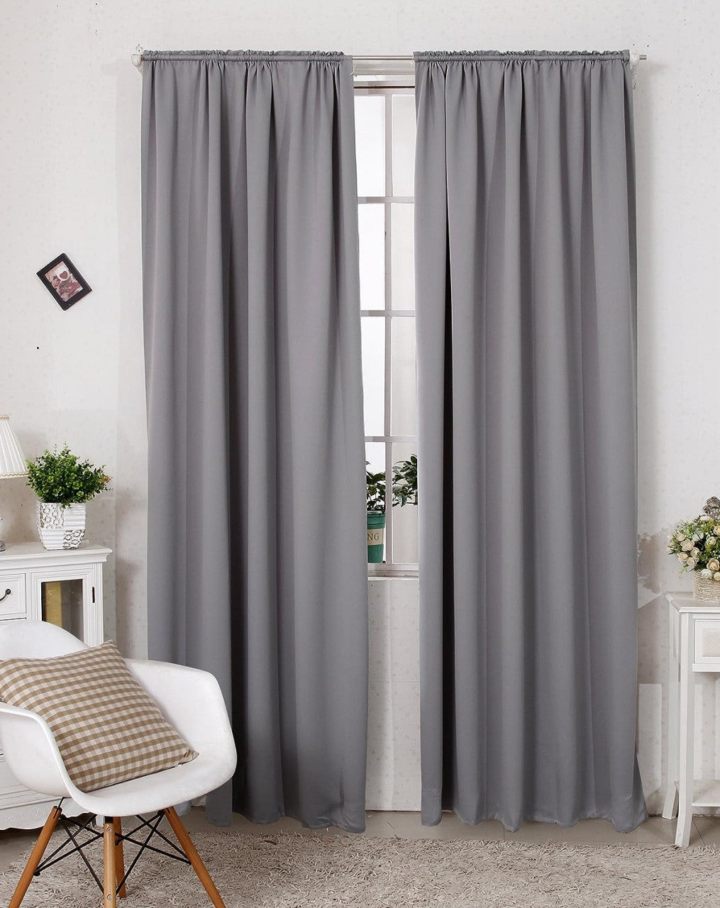 24goodz Blackout Curtain 250g/m² with Ruche Band - Energy Saving - Sound Absorbing - 100% Polyester - Dark Grey - 135x225 cm - dg