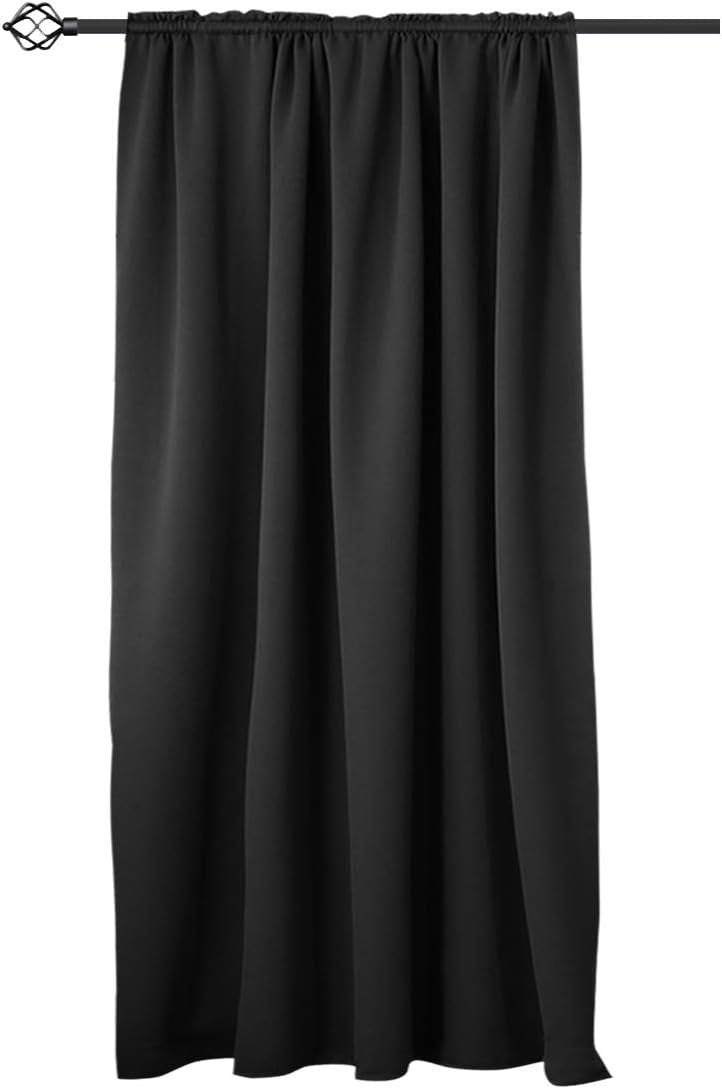 24goodz Black Blackout Curtain 250g/m² with Pleat Tape - Energy Saving & Sound Absorbing - 100% Polyester - For Home & Office - 135x175 cm - sz