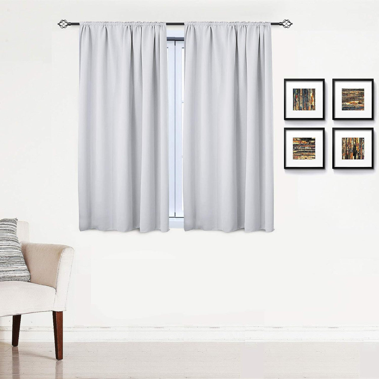 24goodz Blackout Curtain 250g/m² with Ruffle Tape - Energy Saving - Noise Absorbing - 100% Polyester - White - 135x175 cm - ws