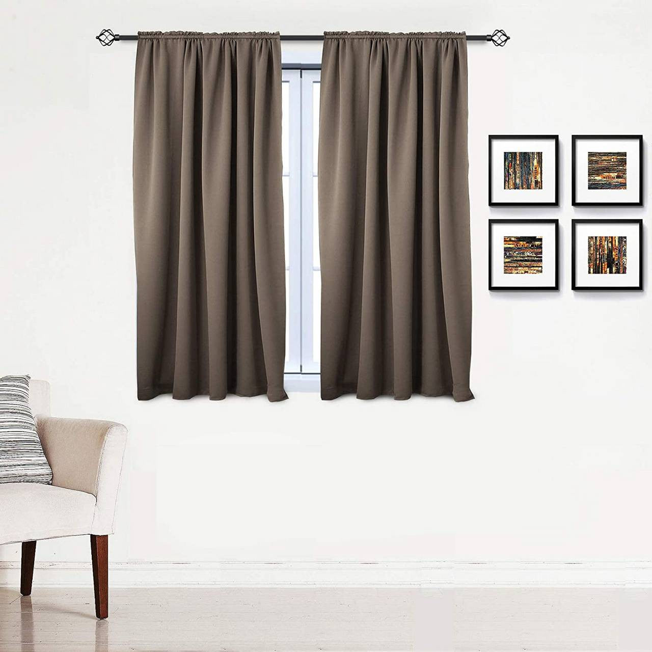 24goodz Blackout Curtain 250g/m² with Ruffle Tape - Durable and Stylish - 100% Polyester - Taupe - 135x245 cm