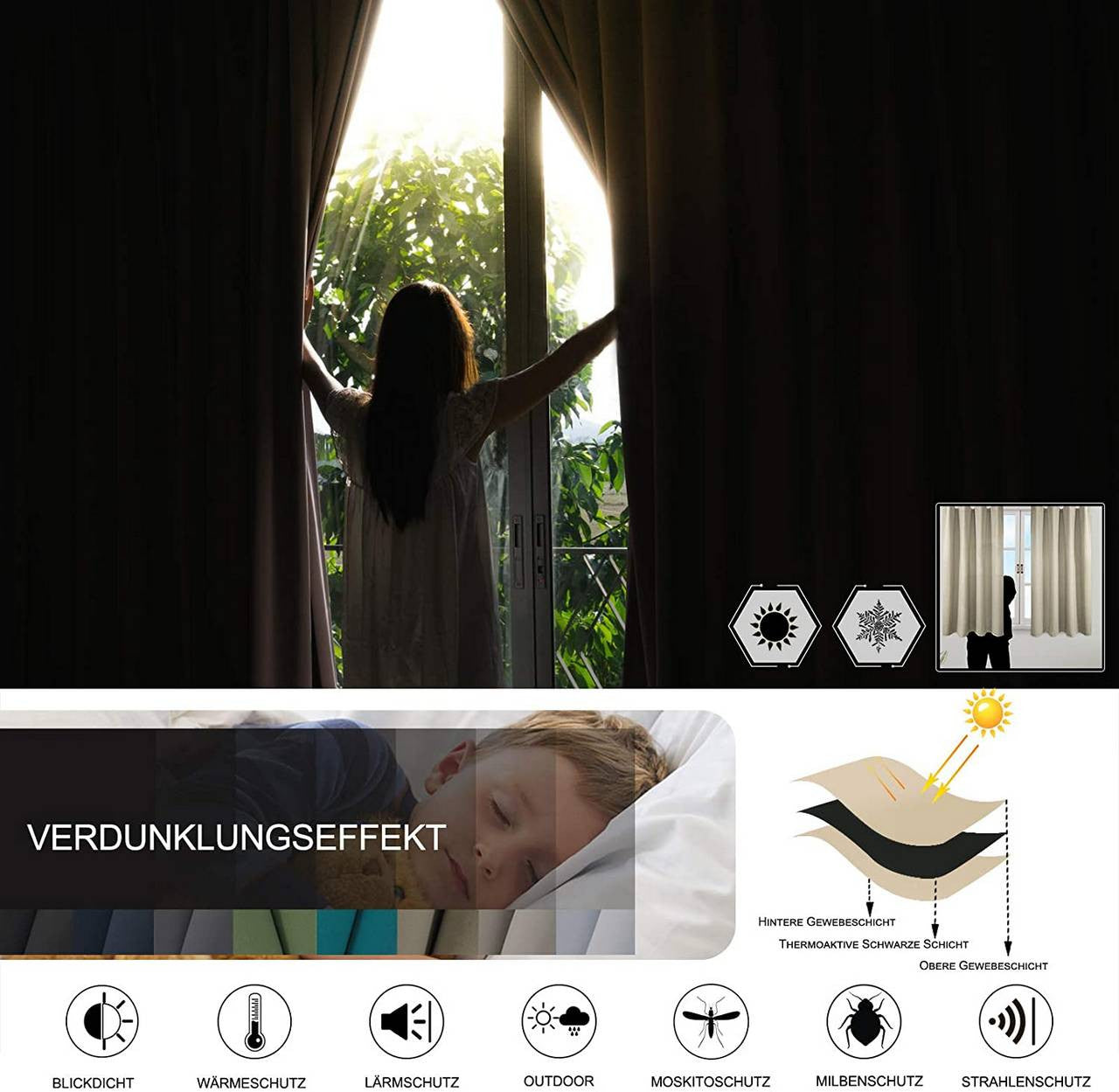 24goodz Blackout Curtain 250g/m² with Ruffle Tape - Durable & Stylish - 100% Polyester - For Home & Office - Dark Blue 135x175 cm - dbl