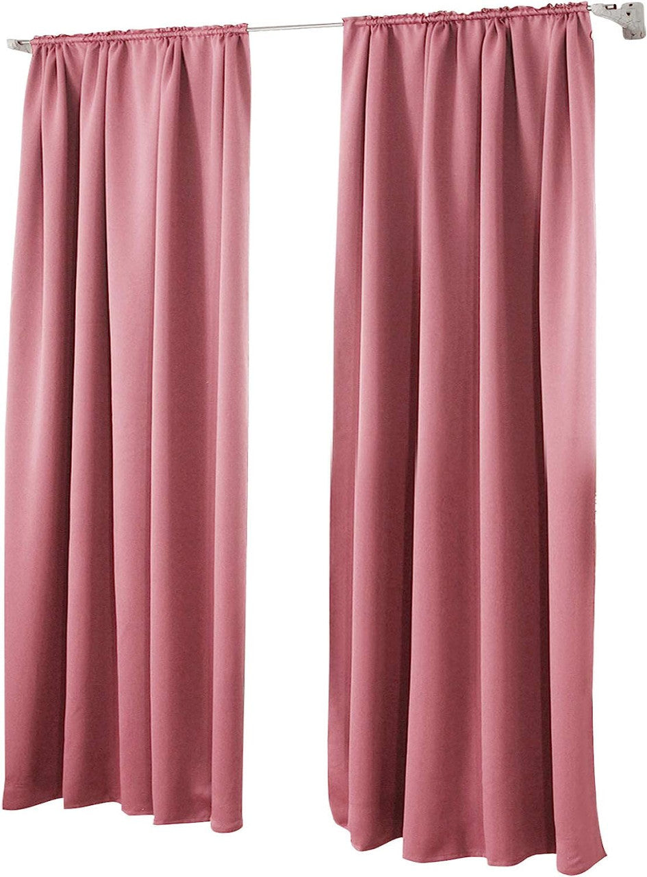 24goodz Blackout Curtain 250g/m² with Ruffle Tape - Energy Saving - Sound Absorbing - 100% Polyester - Pink - 135x245 cm - rs