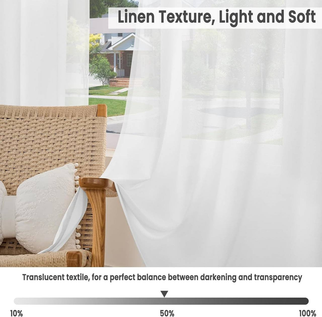 24goodz Pleated Sheer Curtains - Elegant & Versatile Design - 100% Polyester - For Living Room, Bedroom, or Nursery - White 135x225 cm
