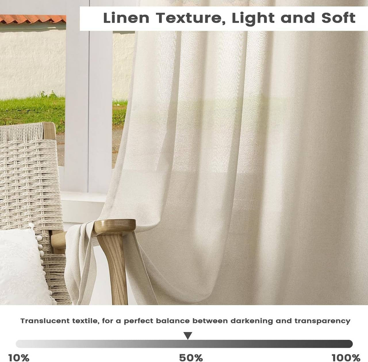 24goodz Semi-Transparent Linen Look Curtains - Elegant and Versatile Design - 100% Polyester - For Any Room - Sand 135x225 cm