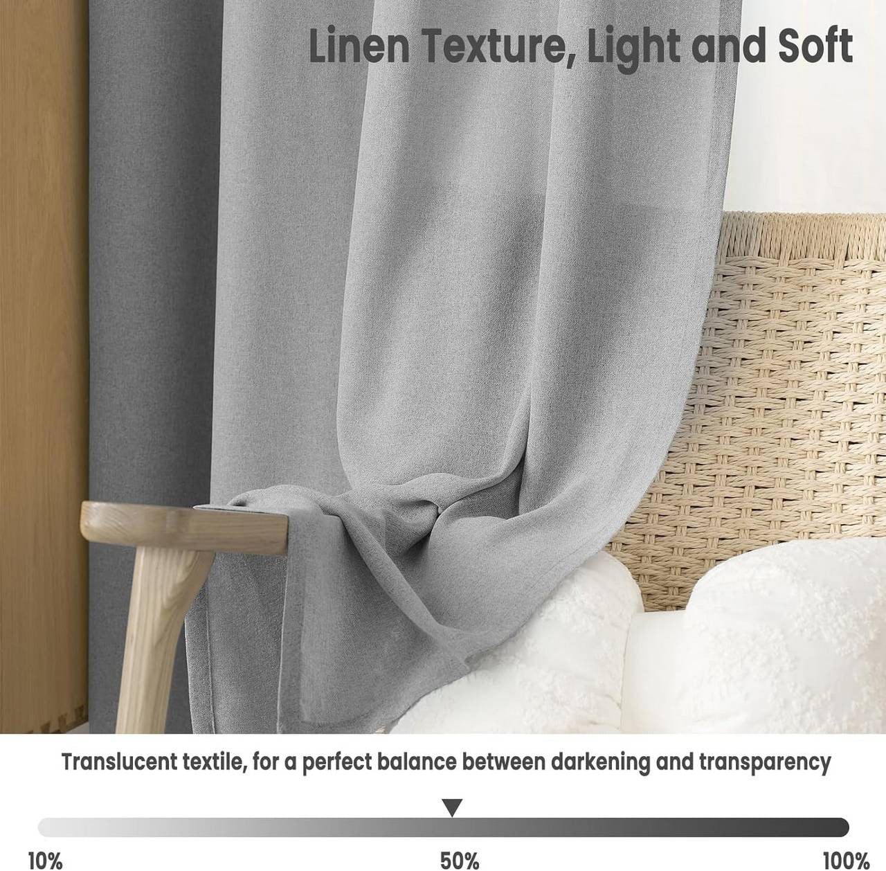 24goodz Semi-Transparent Linen Look Curtains - Elegant and Versatile - 100% Polyester - For Every Room - Grey 135x245 cm