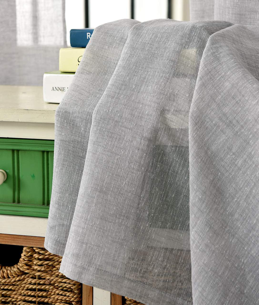 24goodz Transparent Curtains with Ruffles - Elegant Linen Look - 100% Polyester - For Home Decor - Light Grey 140x175 cm - hgr