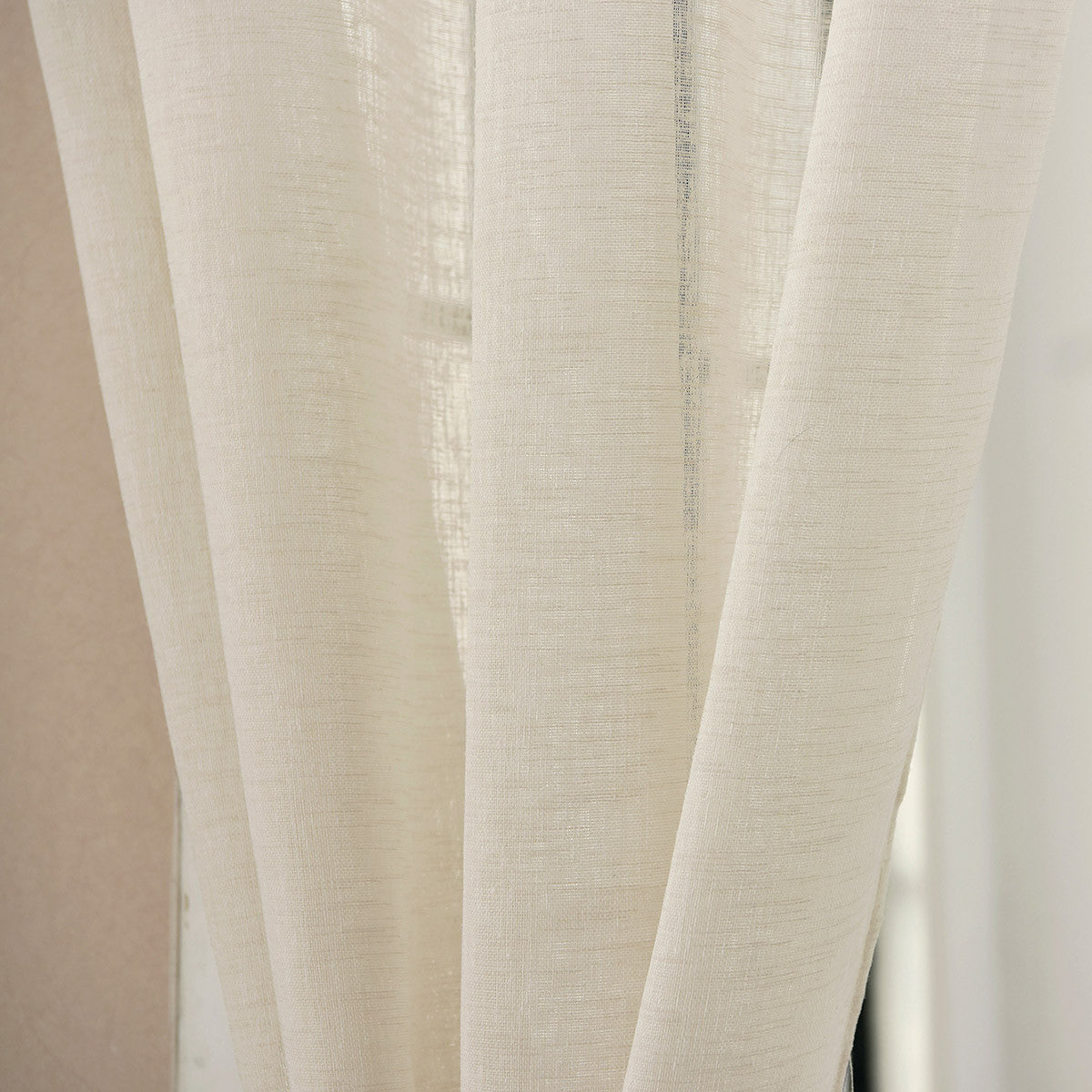 24goodz Transparent Curtains with Ruffles - Elegant Linen Look - 100% Polyester - For Any Room - Cream 140x175 cm