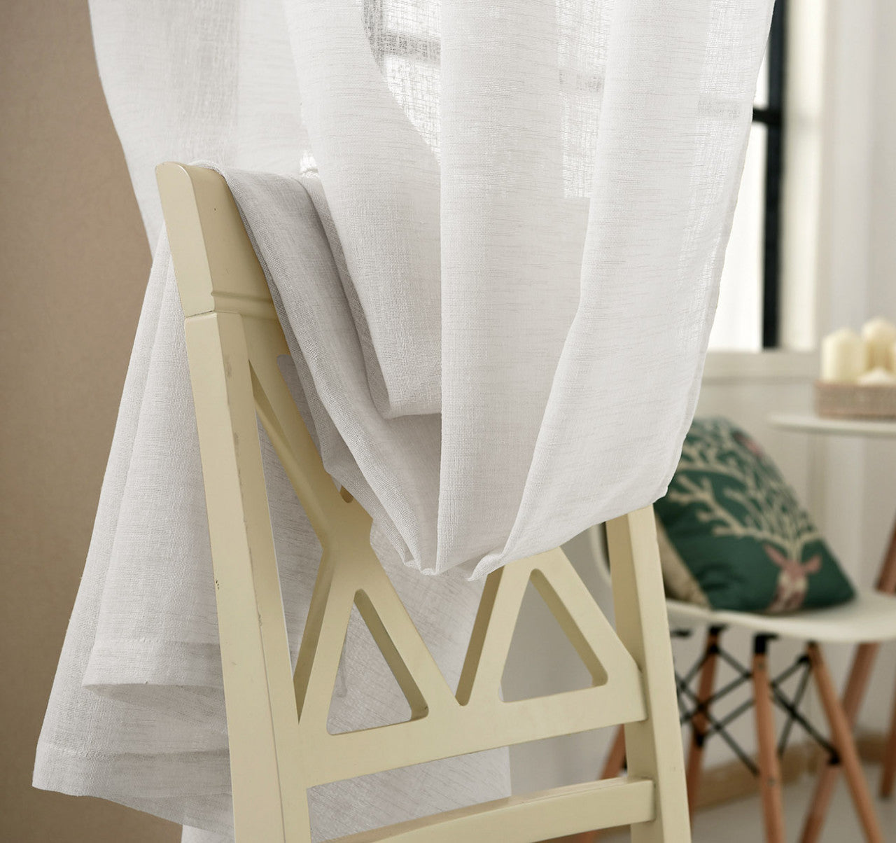 24goodz Transparent Curtains with Ruffles - Light Filtering Design - 100% Polyester - For Home Decor - White 140x225 cm - ws