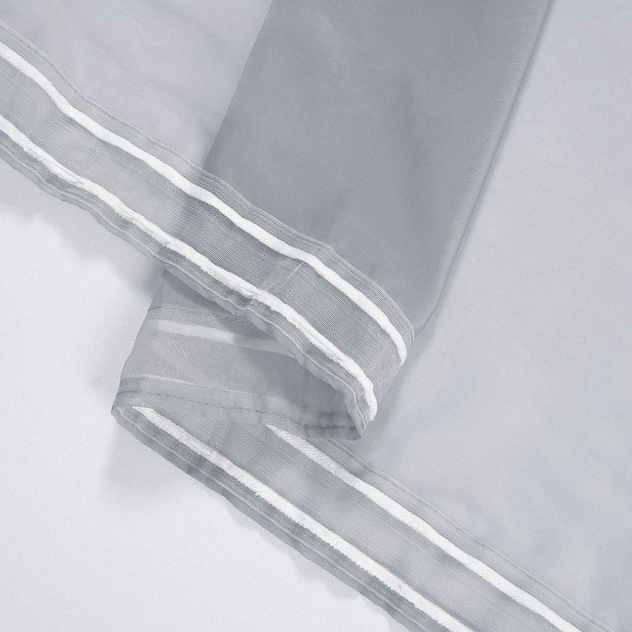 24goodz Sheer Voile Curtains with Ruffles - Elegant and Breathable - 100% Polyester - For Every Room - Grey - 140x245 cm