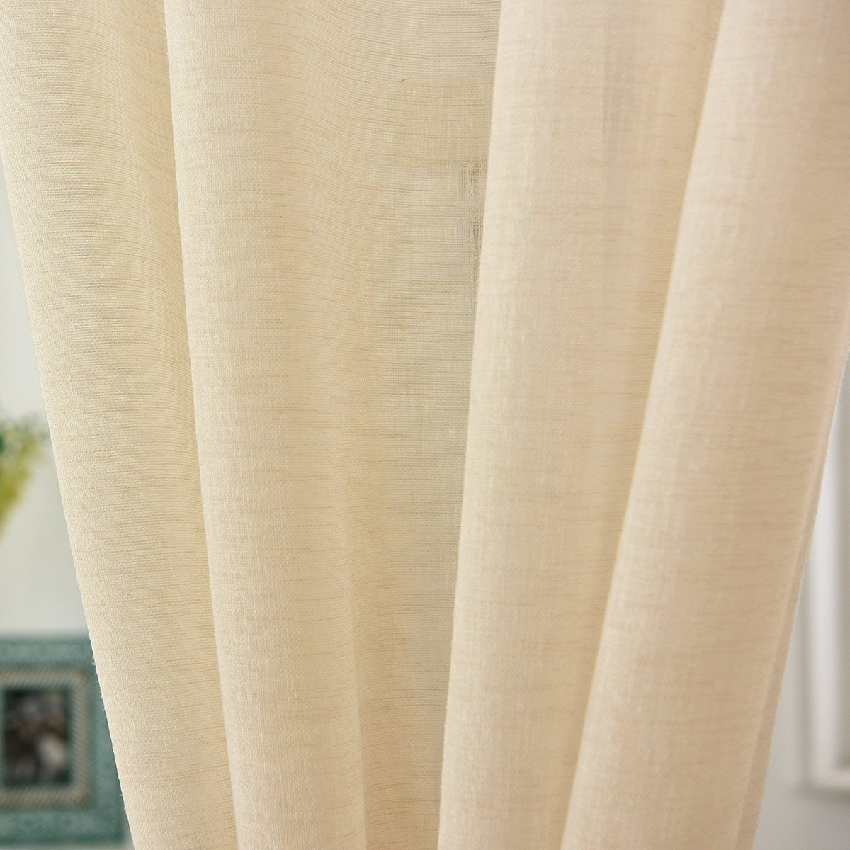 24goodz Transparent Curtains - Elegant Linen Look - 100% Polyester - For Every Room - Sand 140x225 cm - sd