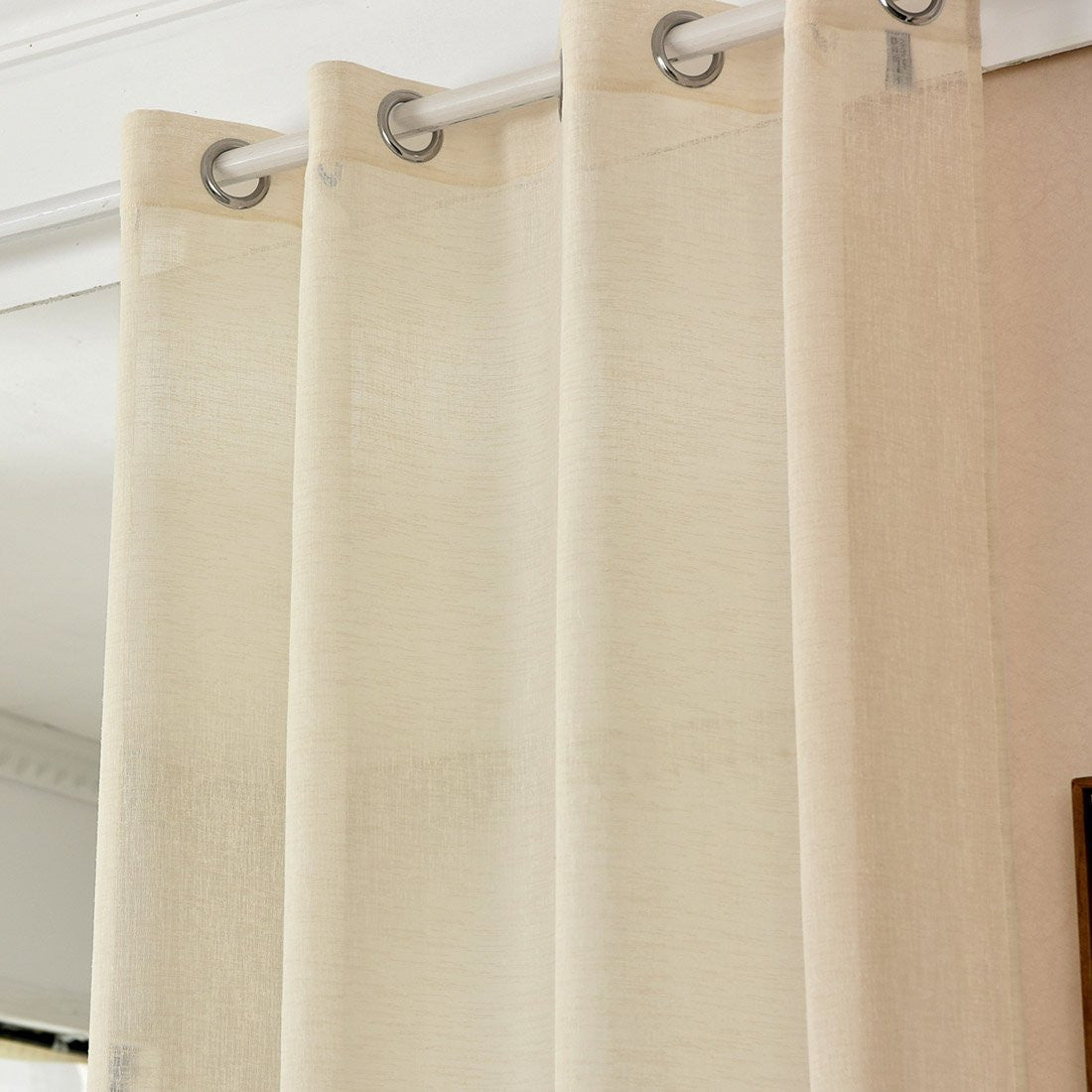 24goodz Transparent Curtains - Elegant Linen Look - 100% Polyester - For Every Room - Sand 140x225 cm - sd