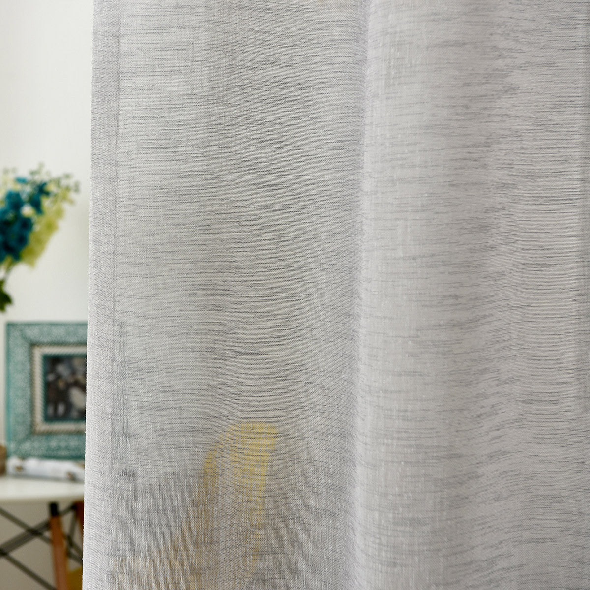 24goodz Transparent Curtain with Eyelets - Elegant Linen Look - 100% Polyester - For Home Decor - Light Grey 140x225 cm - hgr