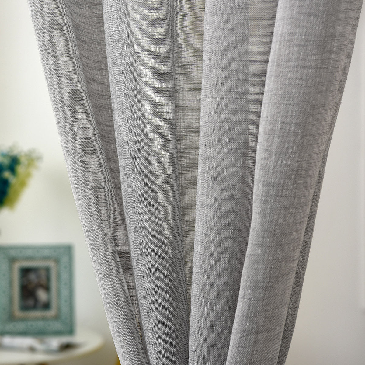 24goodz Transparent Curtain with Eyelets - Durable Linen Look - 100% Polyester - For Every Room - Dark Grey 140x225 cm - dgr