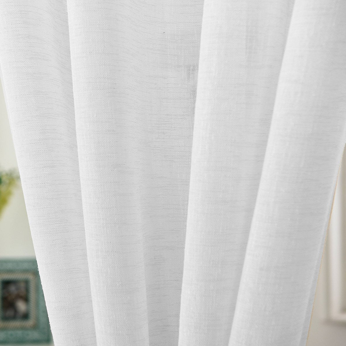 24goodz Transparent Curtain with Eyelets - Elegant Linen Look - 100% Polyester - For Every Room - White 140x225 cm - ws