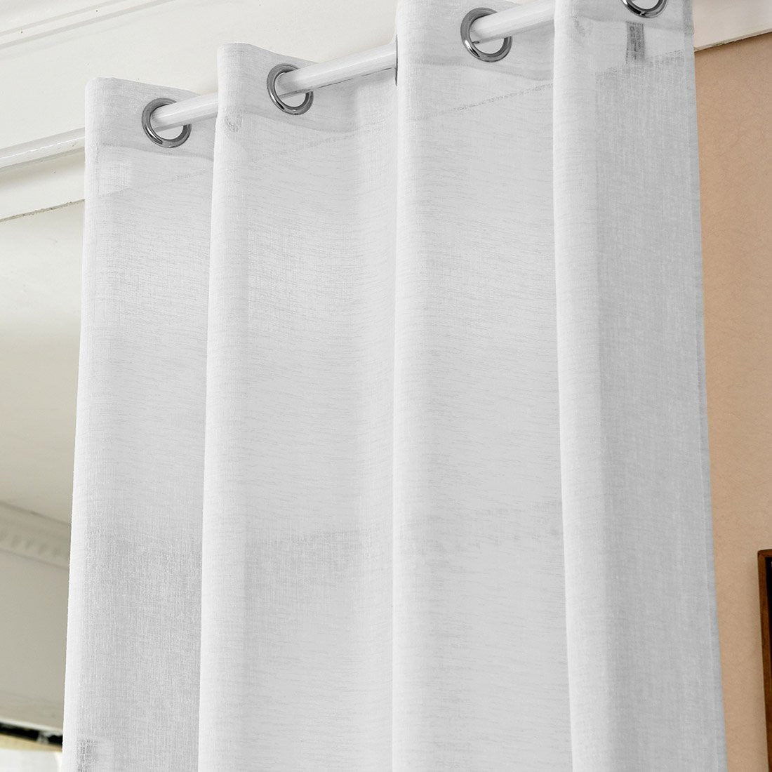 24goodz Transparent Curtain with Eyelets - Elegant Linen Look - 100% Polyester - For Every Room - White 140x225 cm - ws
