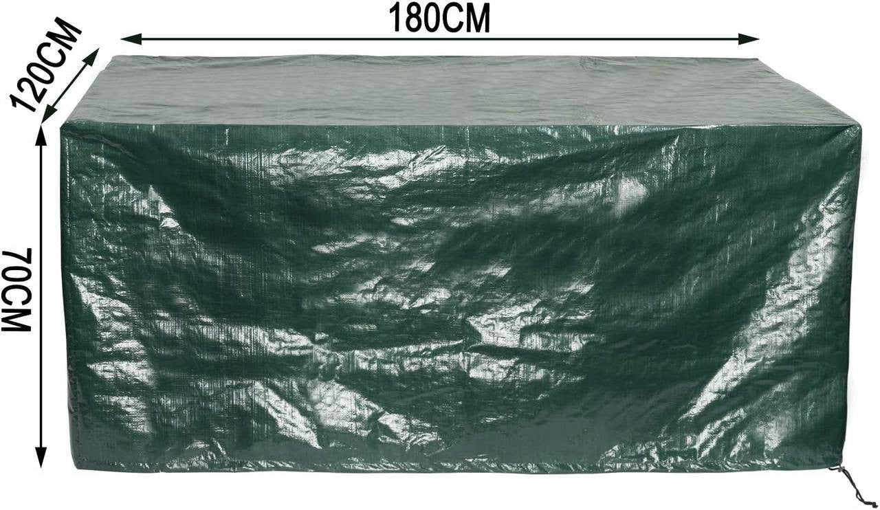 24goodz Garden Furniture Cover - Durable and Weatherproof - PE Material - Green - 180x120x70cm - gn