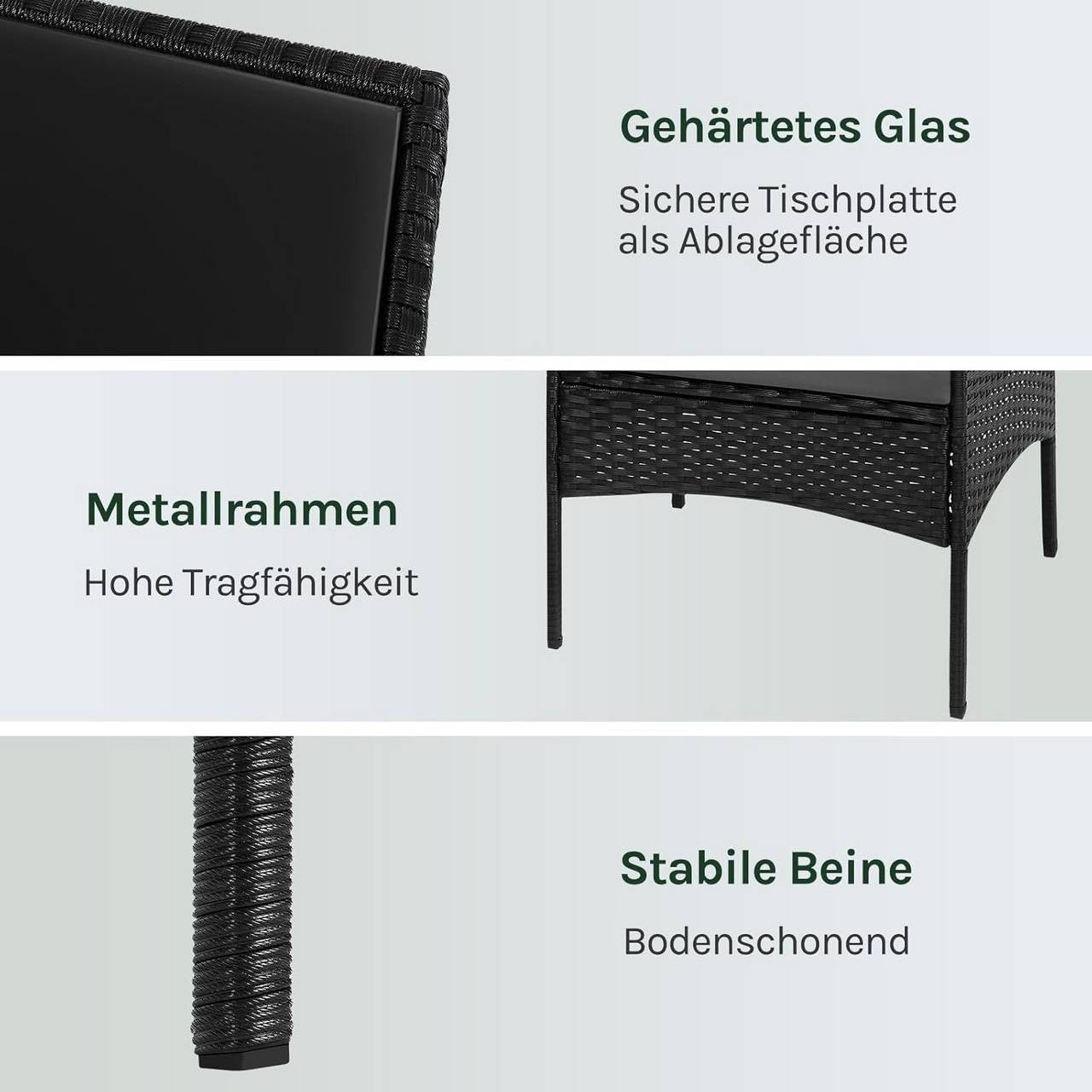 24goodz Outdoor Furniture Set for 4 People - Durable & Weather-Resistant - PE Rattan - For Outdoor Lovers - Black