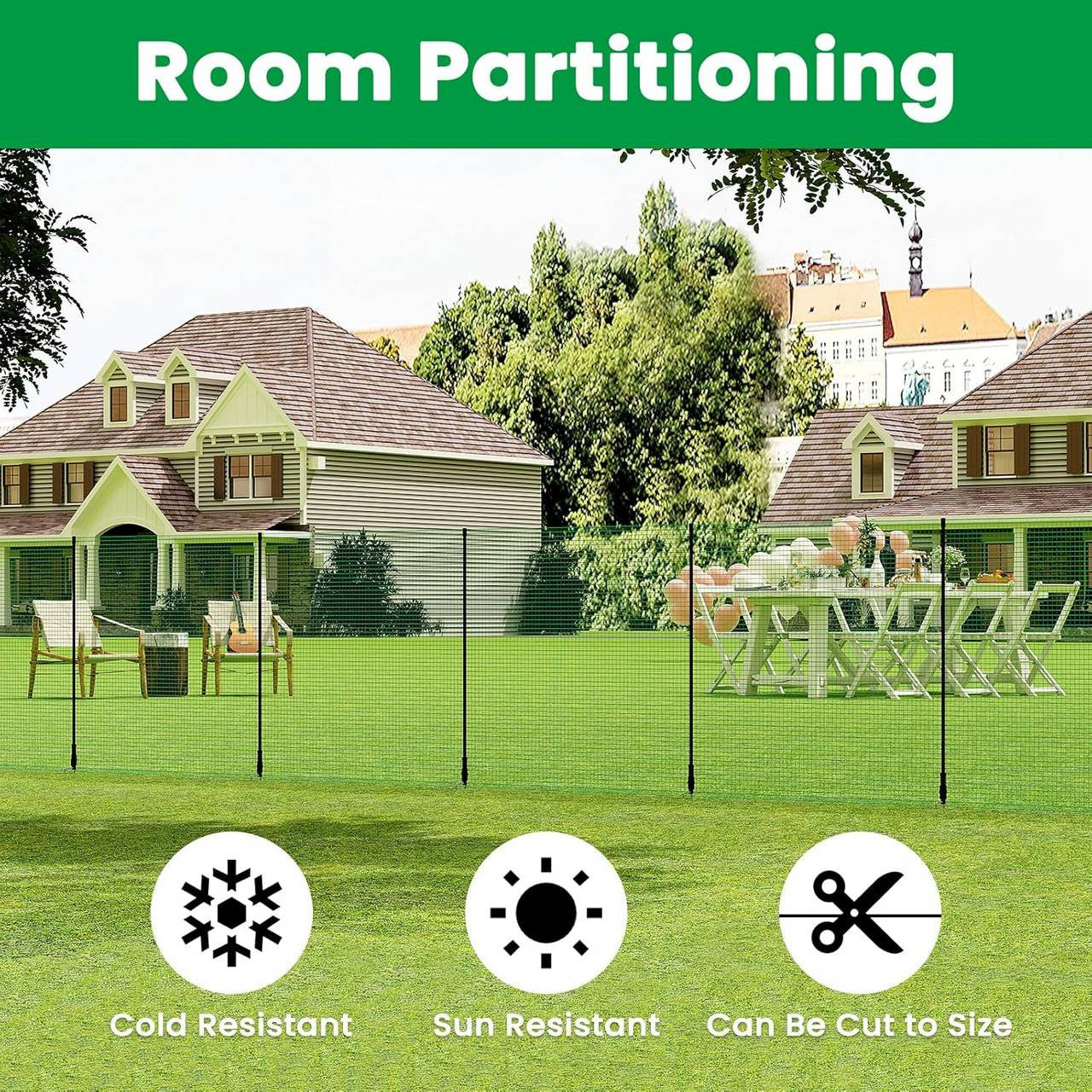 24goodz Garden Fence - Durable and Weather-Resistant - 53 g/m² PE - Green - 15x0.9 m