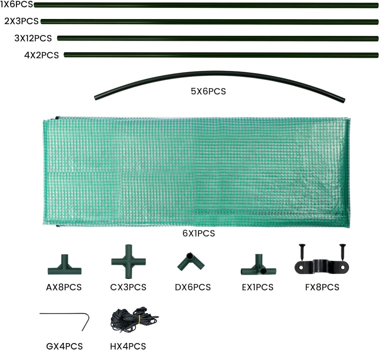 24goodz Greenhouse - Spacious Design - High-Quality PE Cover - 200x210x100 cm - White/Green