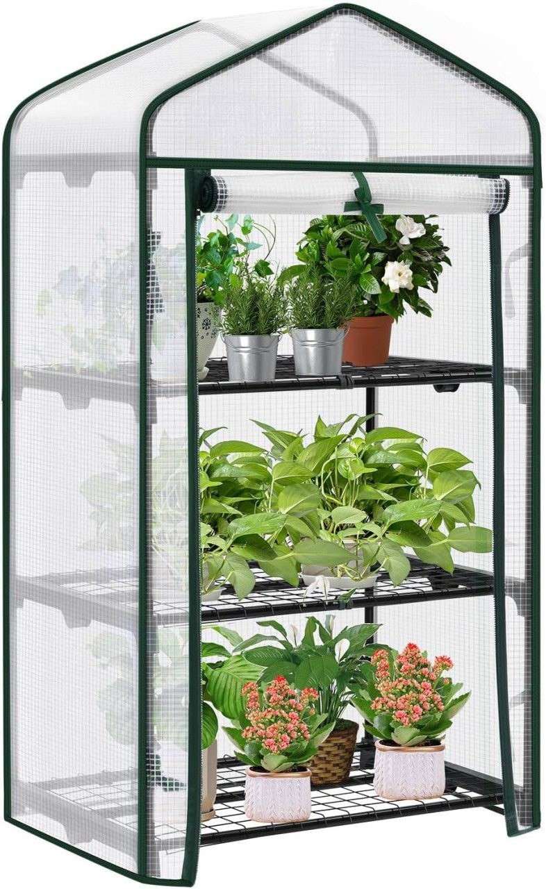 24goodz Mini Greenhouse - Durable and Stable - PE Fabric - For Garden Lovers - White/Green 69x49x125cm