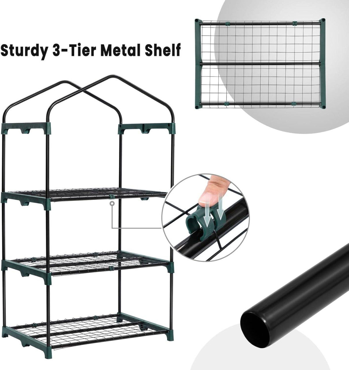 24goodz Mini Greenhouse - Durable and Stable - PE Fabric - For Garden Lovers - White/Green 69x49x125cm