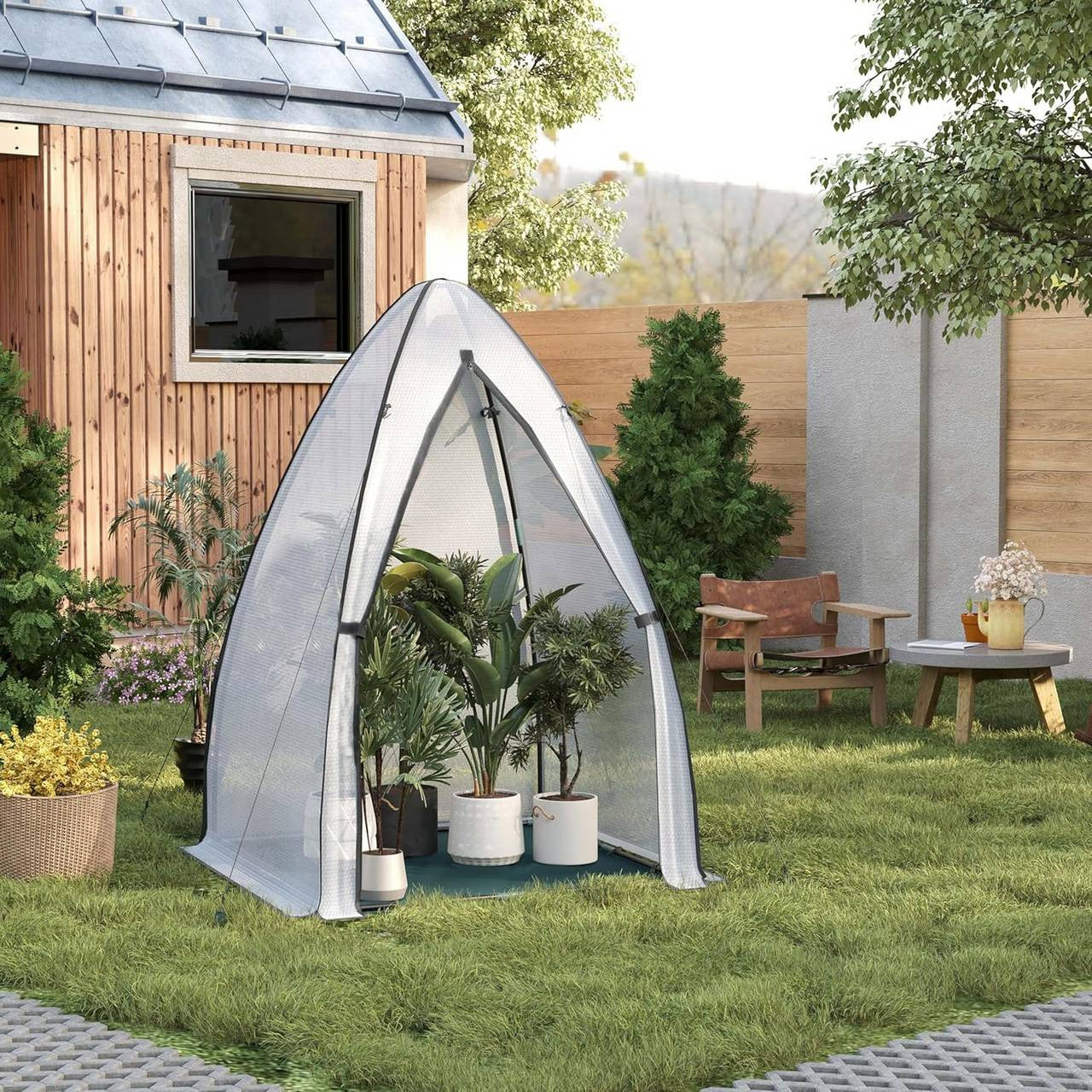 24goodz Mini Greenhouse - Durable and Tear-Resistant - Double-Sided Bubble Foil - For Plant Lovers - 120 x 180 x 120 cm - Dark Green Ground Cover