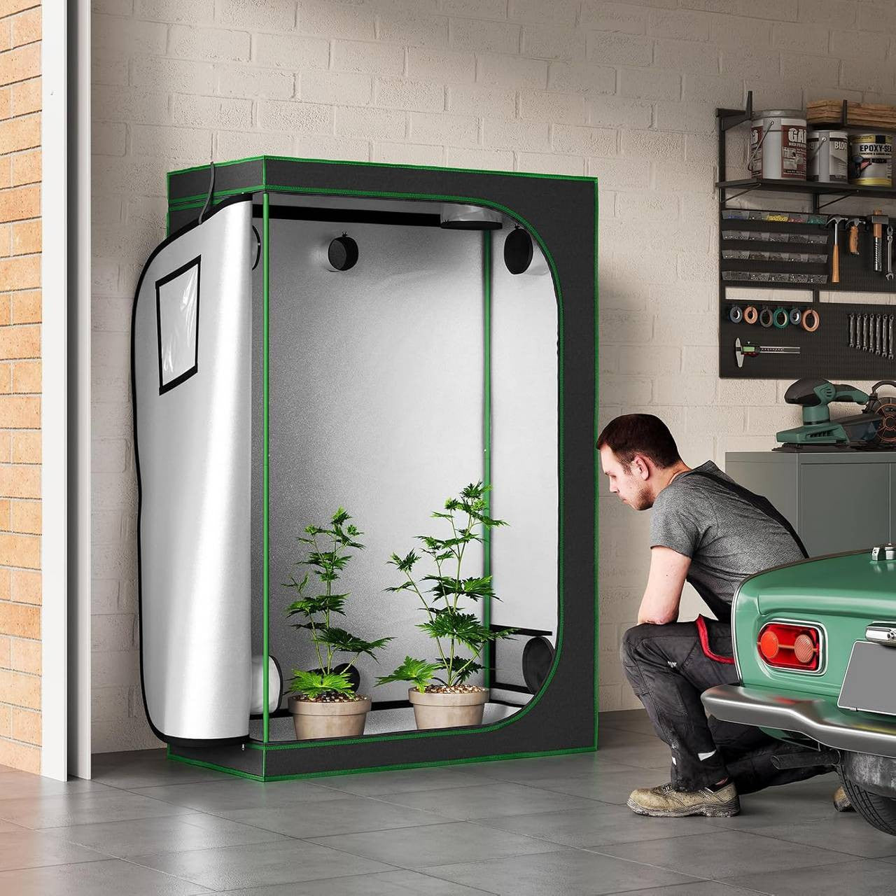 24goodz Indoor Greenhouse - Full Climate Control - Efficient Light Use - 600D Oxford Fabric - For Year-Round Plant Growth - Black