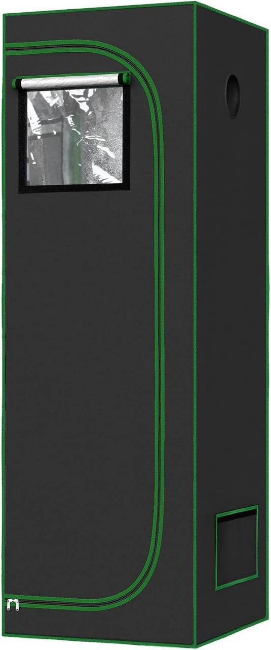 24goodz Indoor Greenhouse - Full Climate Control - Light-Utilizing Silver Coating - 600D Oxford Fabric - For Year-Round Use - Black