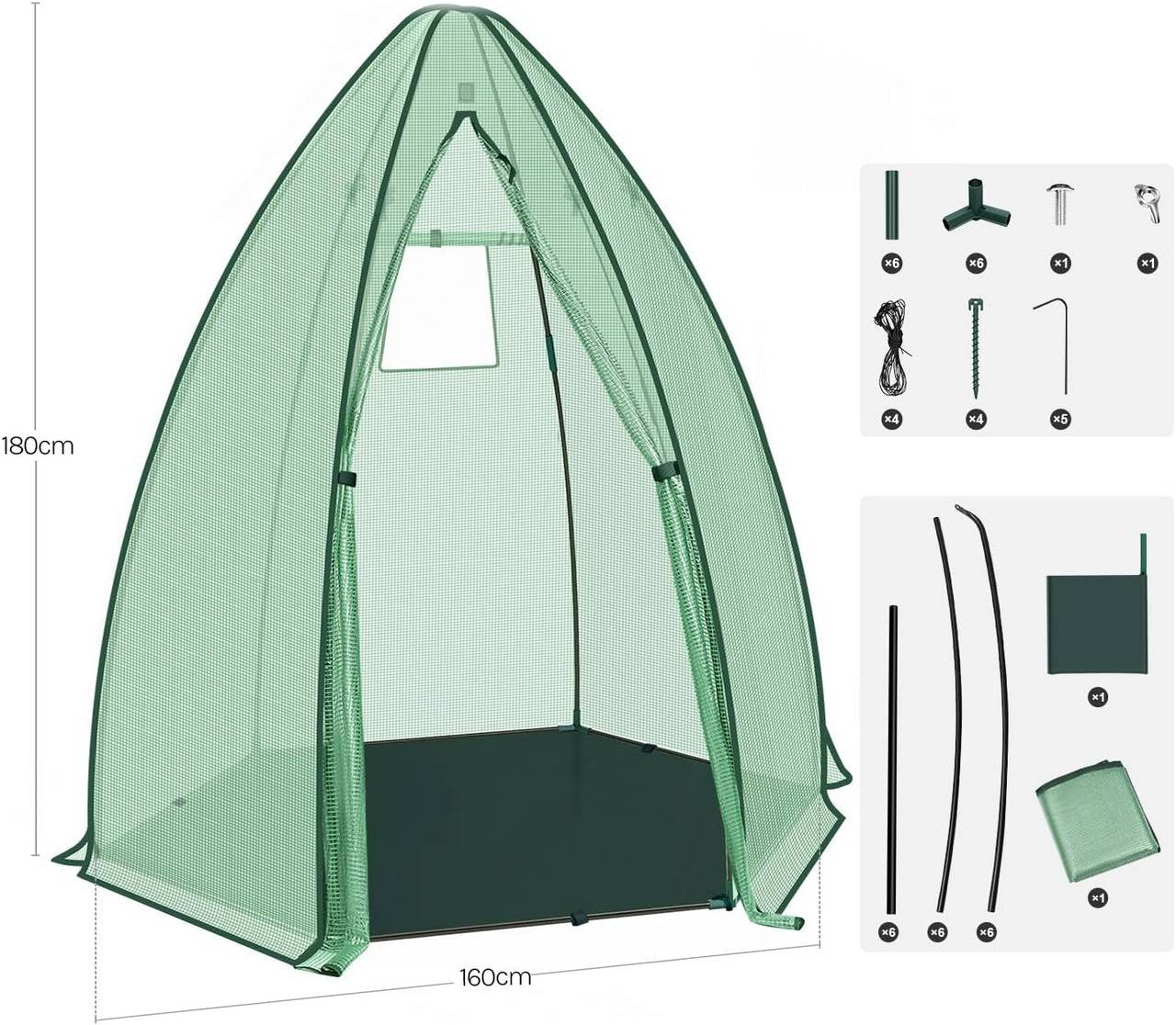 24goodz Greenhouse - Durable and Weather-Resistant - 130 g/m² PE - For Garden Enthusiasts - 160 x 180 cm