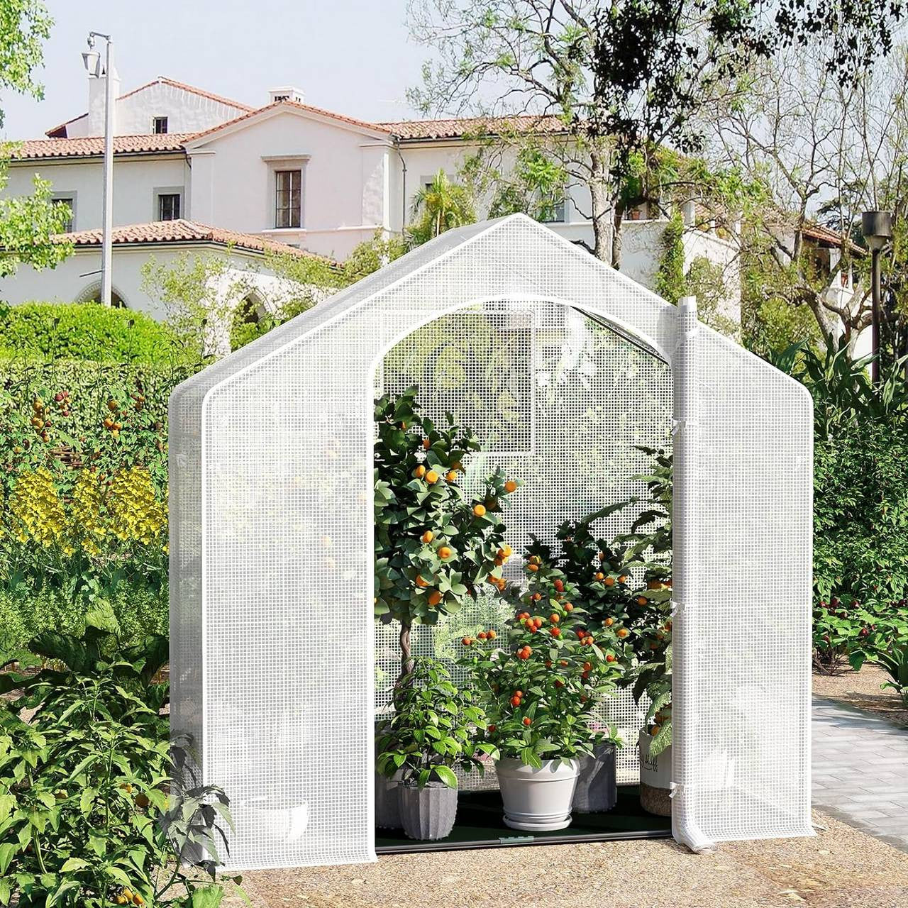 24goodz Greenhouse - Optimal Climate for Plants - Durable and Stable - Steel Tube - For Garden Enthusiasts - 200x80x200 cm - White