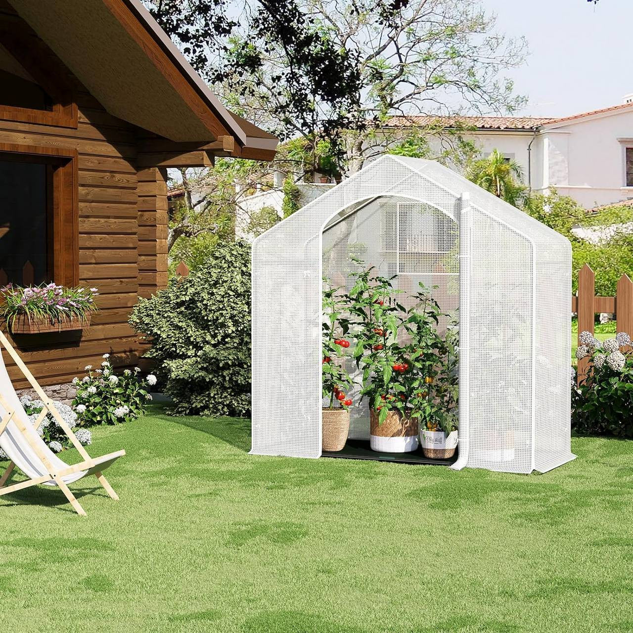 24goodz Greenhouse - Optimal Climate for Plants - Durable and Stable - Steel Tube - For Garden Enthusiasts - 200x80x200 cm - White