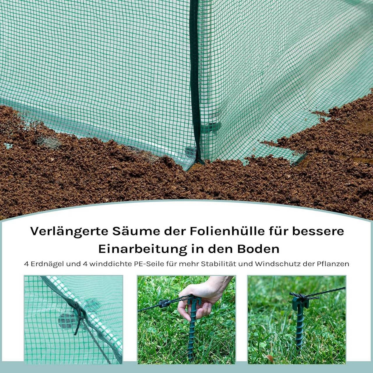 24goodz Greenhouse with Door and 6 Windows - Effective Plant Protection - Premium Quality - Steel and PE Mesh - For Garden Enthusiasts - 300 x 300 x 200 cm