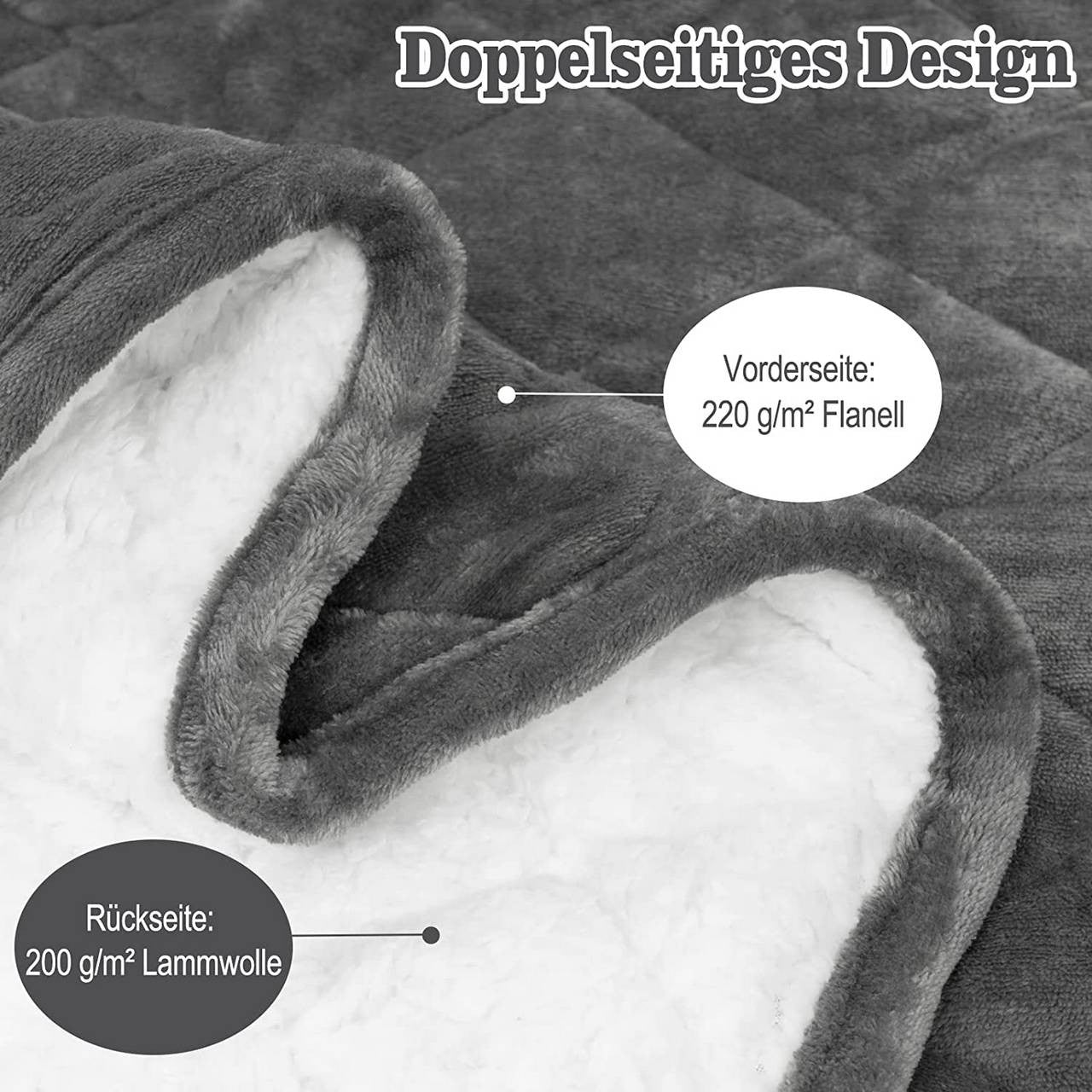 24goodz Weighted Therapy Blanket - Stress Relief & Sleep Aid - Flannel and Sherpa - For Adults - Grey