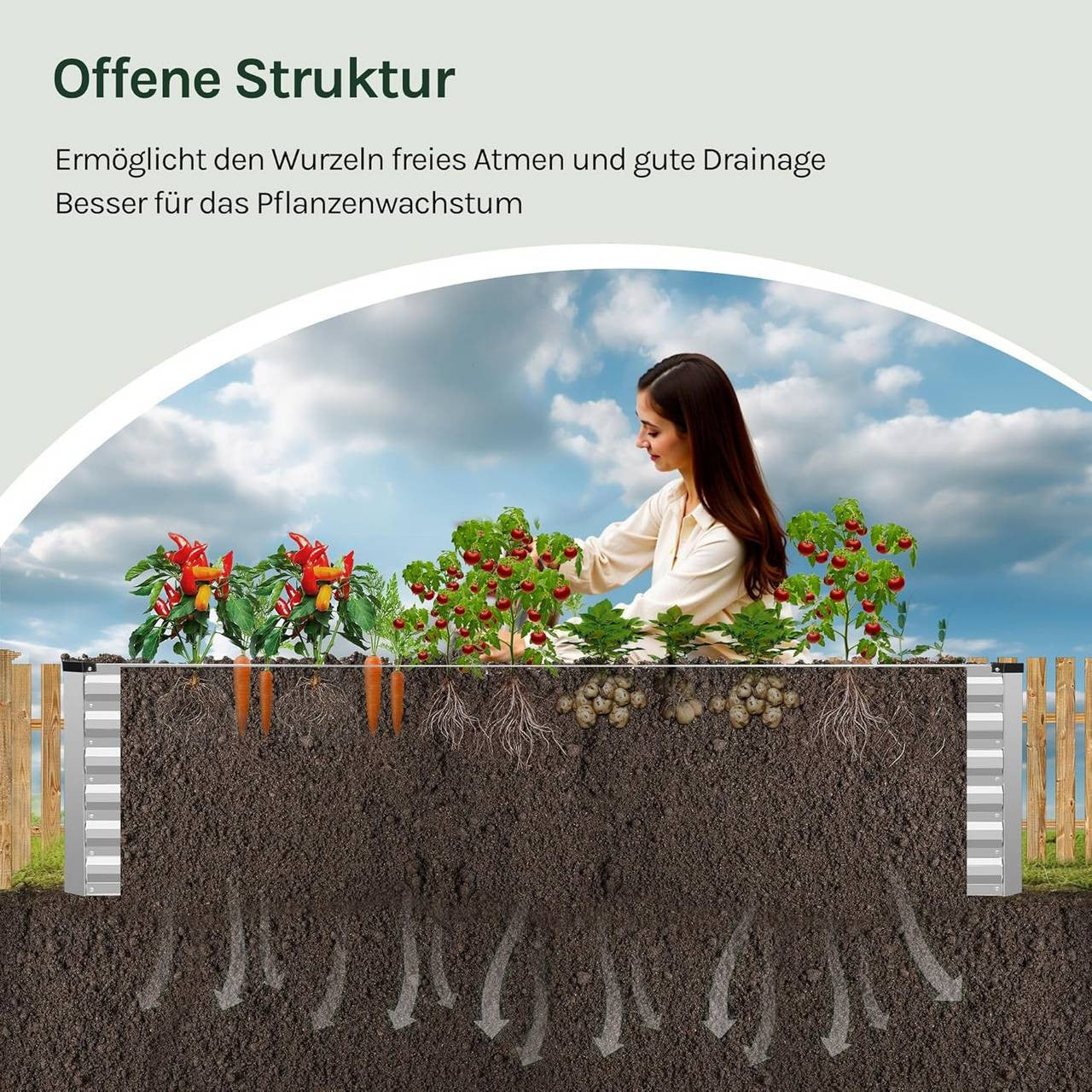24goodz Raised Garden Bed - Durable Galvanized Steel - Ergonomic Design - Galvanized Steel - For Garden Lovers - 238 x 56 x 80 cm