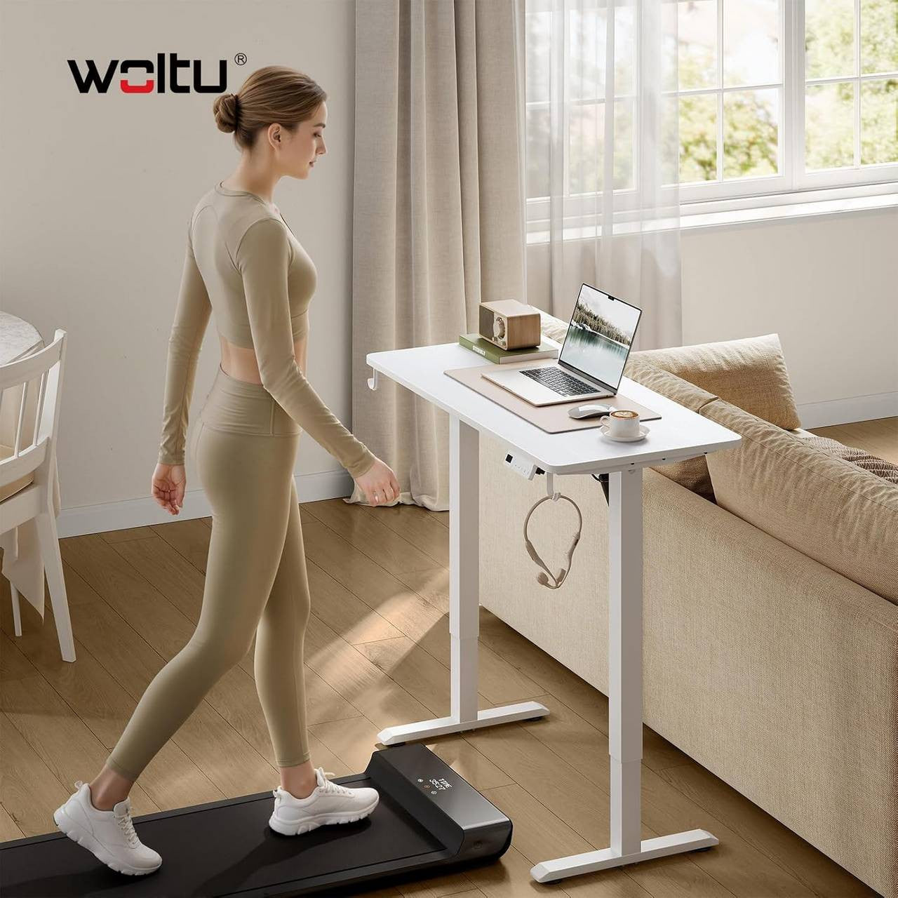 24goodz Height Adjustable Desk - Memory Function - Sturdy Steel Frame - For Home Offices - White/Black - 100 x 48 cm - wsdc