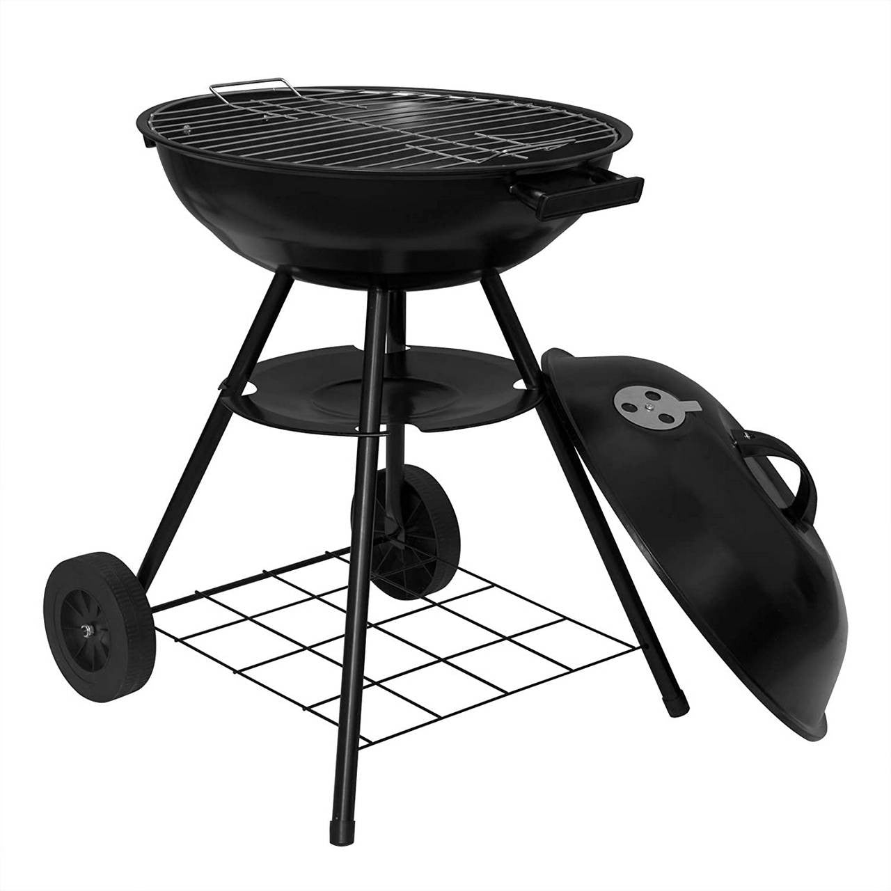 24goodz Charcoal Grill with Wheels - Mobile Design for Easy Transport - Metal and Plastic - For Outdoor Cooking Enthusiasts - 44 x 73 cm - Black - sz