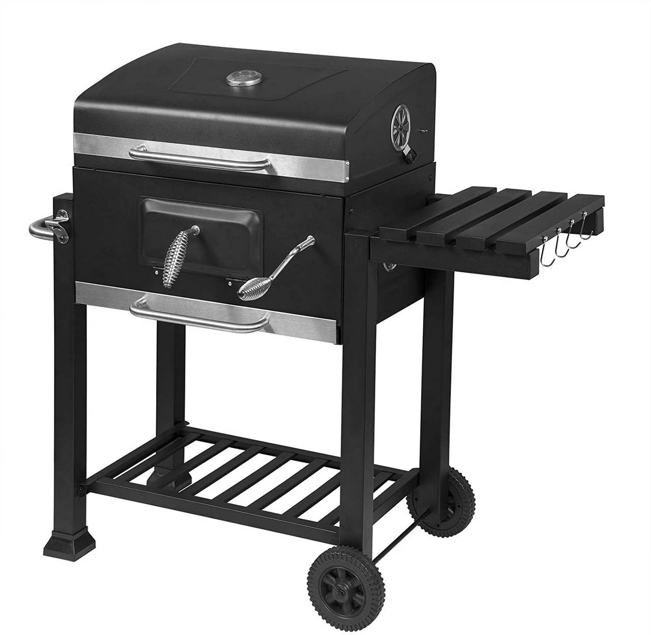 24goodz Charcoal Grill with Lid - Mobile Design for Easy Transport - Steel - For BBQ Lovers - Black - sz