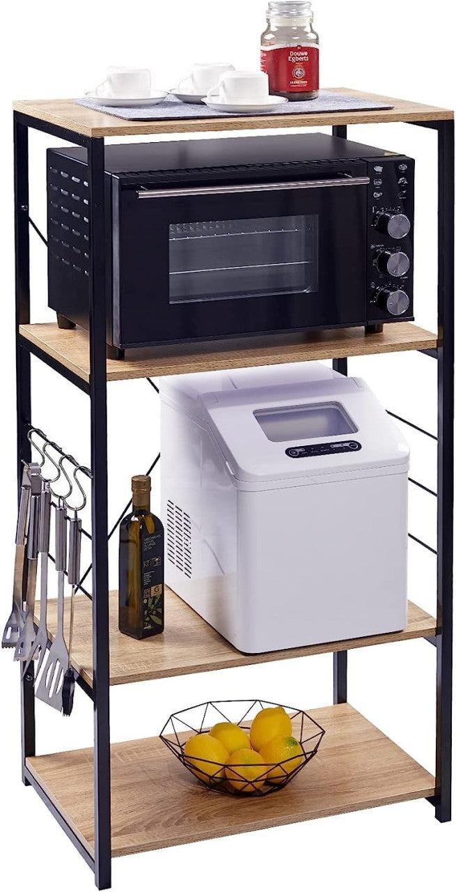 24goodz Kitchen Rack with Hooks - Sturdy and Versatile - MDF and Metal - For Home Organization - Light Oak and Dark Beech - hei