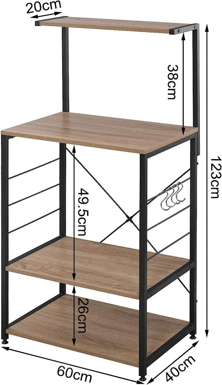 24goodz Kitchen Shelf - Stylish Design - Easy to Clean - MDF and Steel - Black + Light Oak - hei