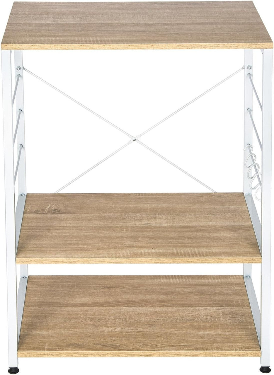 24goodz Kitchen Shelf - Stylish and Practical Design - Sturdy Steel Frame - Wood and Metal - For Home Organization - Light Oak - hei